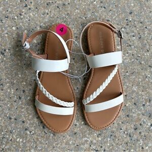 NEW Madden Girl Women’s Boho-chic braided sandal with strap flat white color